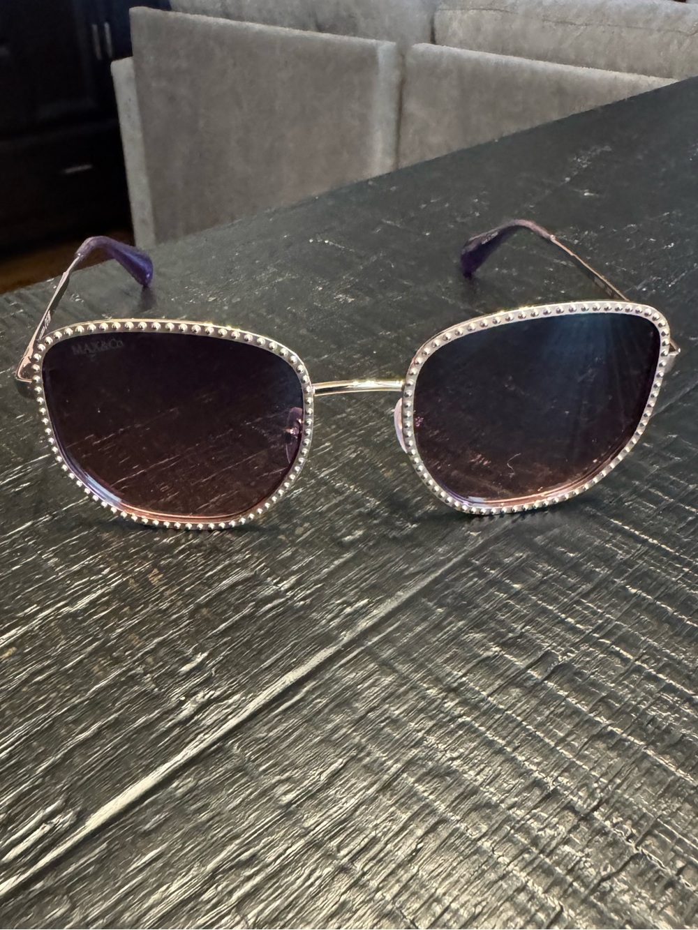 Women's Fashion Sunglasses with Lavender Lenses and Embellished Gold Frame - Picture 12 of 12